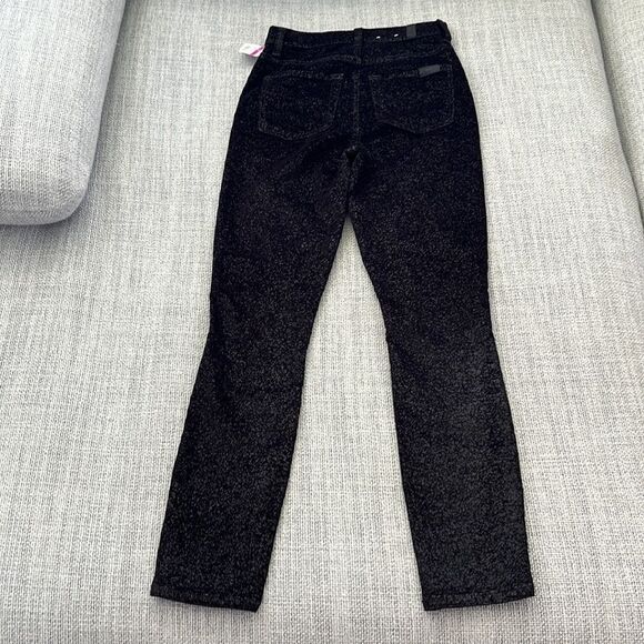7 For All Mankind Jeans Womens‎ High Rise Metallic Velvet Ankle Skinny Black 23 - Picture 9 of 11